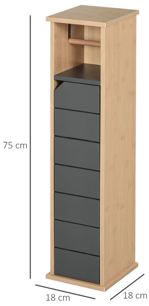 HOMCOM Dulap Baie Îngust pentru Hârtie Igienică Raft Reglabil 18x18x75cm Design Compact | Aosom Romania