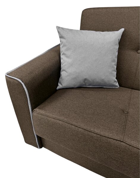 Canapea VERA extensibila, 3 locuri, lada de depozitare, stofa maro + gri, 225x90x90 Maro + Gri, Stofa