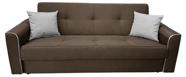 Canapea VERA extensibila, 3 locuri, lada de depozitare, stofa maro + gri, 225x90x90 Maro + Gri, Stofa