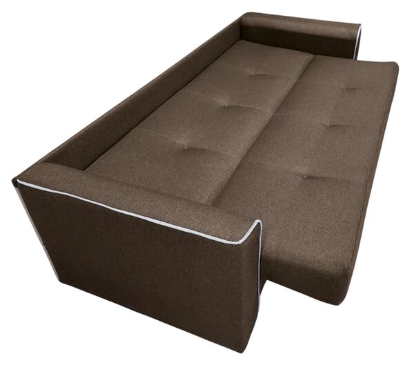 Canapea VERA extensibila, 3 locuri, lada de depozitare, stofa maro + gri, 225x90x90 Maro + Gri, Stofa