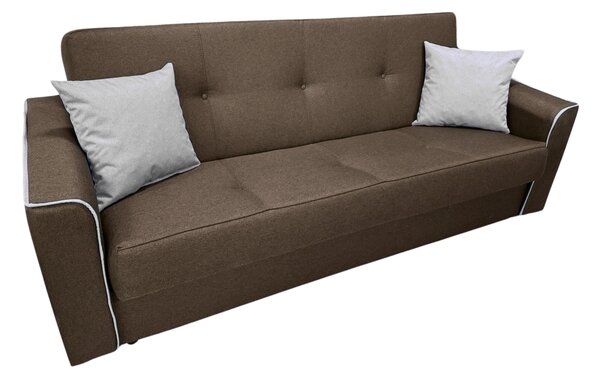 Canapea VERA extensibila, 3 locuri, lada de depozitare, stofa maro + gri, 225x90x90 Maro + Gri, Stofa