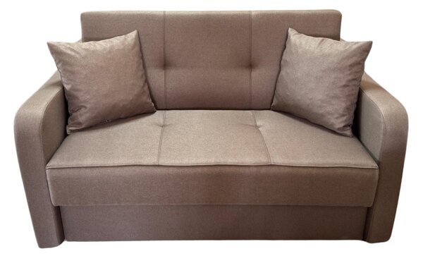 Canapea SAMY extensibila, 2 locuri, lada de depozitare, stofa maro, cadru metalic, 152x100x92 Maro, Stofa