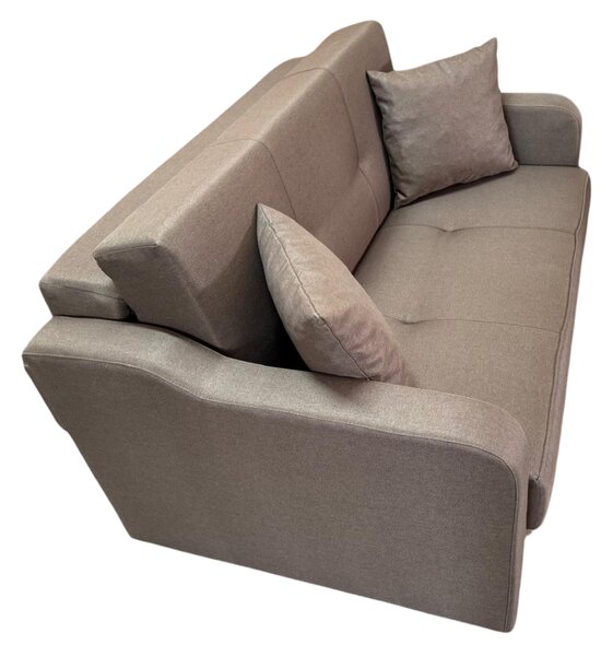 Canapea SAMY extensibila, 2 locuri, lada de depozitare, stofa maro, cadru metalic, 152x100x92 Maro, Stofa
