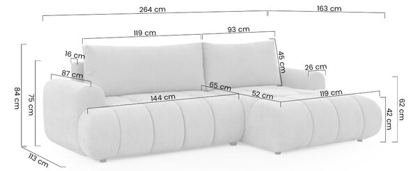 Colțar extensibil pentru dormit Lutario Mini stânga - szenil bej deschis Vibe 06