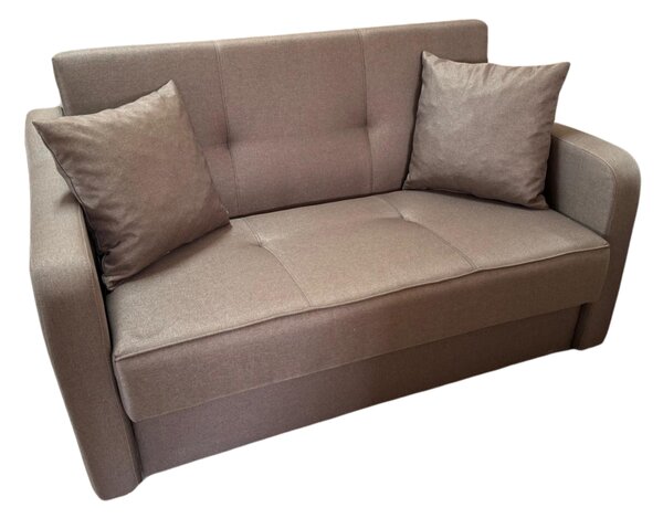 Canapea SAMY extensibila, 2 locuri, lada de depozitare, stofa maro, cadru metalic, 152x100x92 Maro, Stofa
