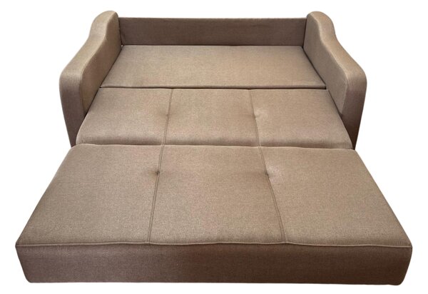Canapea SAMY extensibila, 2 locuri, lada de depozitare, stofa maro, cadru metalic, 152x100x92 Maro, Stofa