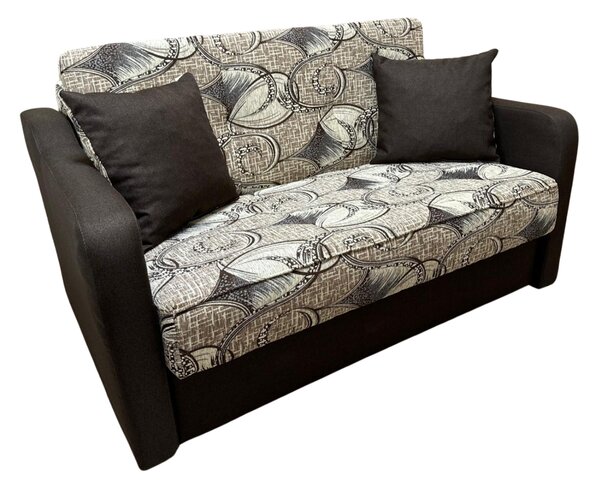 Canapea SAMY extensibila, 2 locuri, cu lada de depozitare, stofa crem cu maro, cadru metalic, 152x100x92 Maro + Crem, Stofa