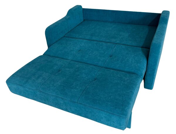Canapea SAMY extensibila, 2 locuri, cu lada de depozitare, albastru, cadru metalic , 152x100x92 Albastru, Stofa