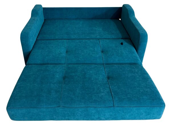 Canapea SAMY extensibila, 2 locuri, cu lada de depozitare, albastru, cadru metalic , 152x100x92 Albastru, Stofa