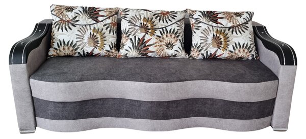 Canapea DIANA extensibila, 3 locuri, cu lada de depozitare, catifea gri inchis cu gri deschis , 220x100x80 Gri Inchis + Gri Deschis, Catifea