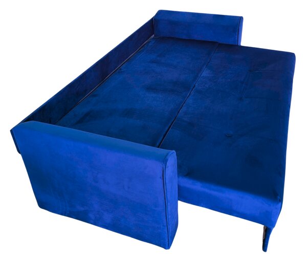 Canapea LILI extensibila, 3 locuri, cu lada de depozitare, culoare albastru regal , 220x95x80 Albastru Regal, Catifea