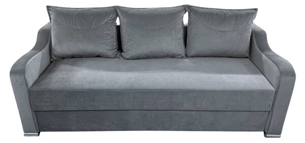 Canapea GIULIA extensibila, 3 locuri, cu lada de depozitare, catifea gri , 220x100x80 Gri