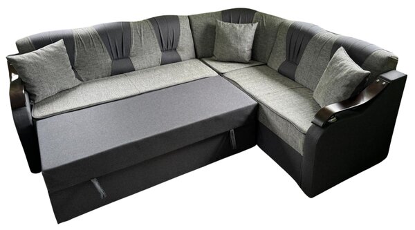 Coltar VALAHIA extensibil, cu lada de depozitare, stofa gri, 270x220x90 Gri