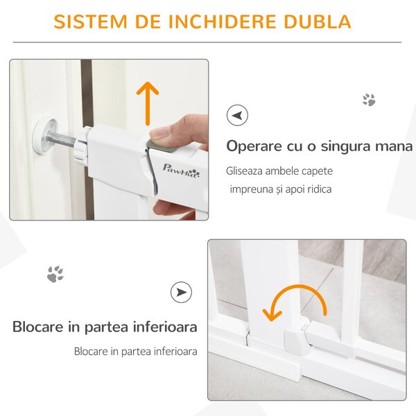 PawHut Poartă Extensibilă pentru Câini cu Ușă Autoînchidere Metal/ABS 75-131x76cm Siguranță Animale | Aosom Romania