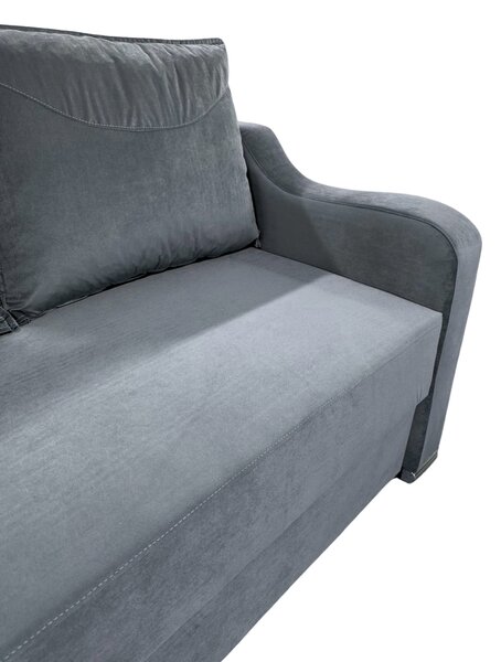 Canapea GIULIA extensibila, 3 locuri, cu lada de depozitare, catifea gri , 220x100x80 Gri
