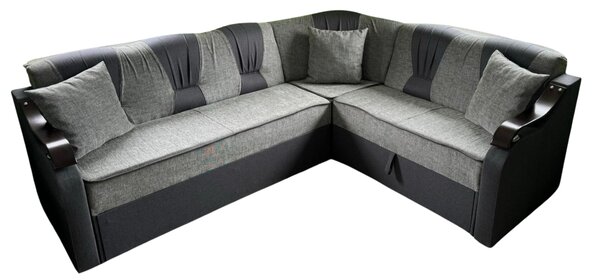 Coltar VALAHIA extensibil, cu lada de depozitare, stofa gri, 270x220x90 Gri