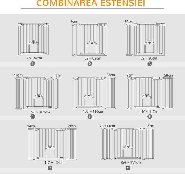 PawHut Poartă Extensibilă pentru Câini cu Ușă Autoînchidere Metal/ABS 75-131x76cm Siguranță Animale | Aosom Romania