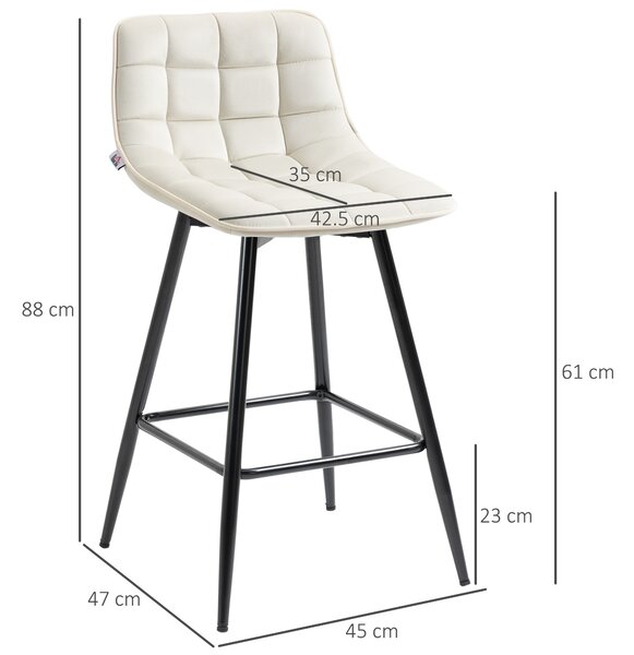 Set de 2 scaune de bar cu spatar, scaune inalte tapitate, stil nordic HOMCOM | Aosom Romania