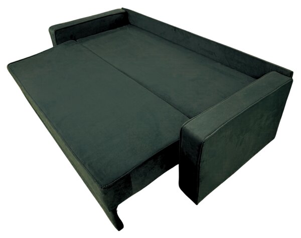 Canapea LARISA extensibila, 3 locuri, cu lada de depozitare, culoare verde padure , 220x95x85 Verde padure, Catifea