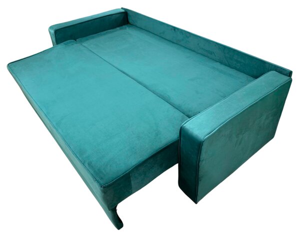 Canapea LARISA extensibila, 3 locuri, cu lada de depozitare, catifea turcoaz , 220x95x85 Turcuaz, Catifea