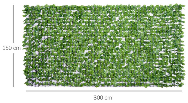 Outsunny Rulou Gard Viu Artificial PE pentru Balcon și Grădină cu Frunze de Artar Verde 300x150cm | Aosom Romania
