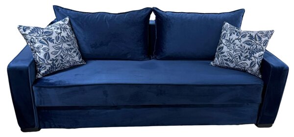Canapea LARISA extensibila, 3 locuri, lada de depozitare, catifea bleumarin, 220x95x85 Bleumarin, Catifea