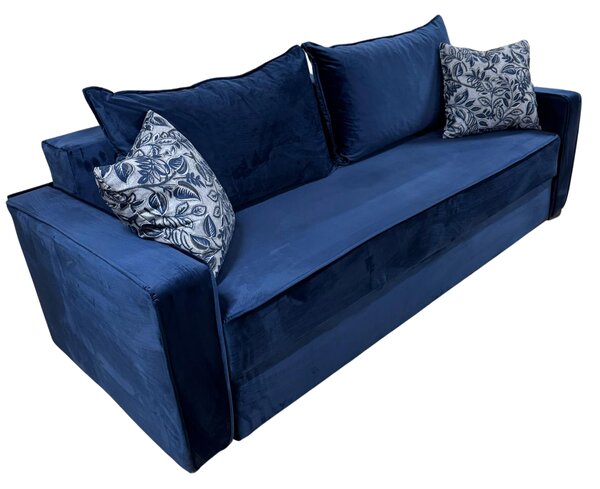 Canapea LARISA extensibila, 3 locuri, lada de depozitare, catifea bleumarin, 220x95x85 Bleumarin, Catifea