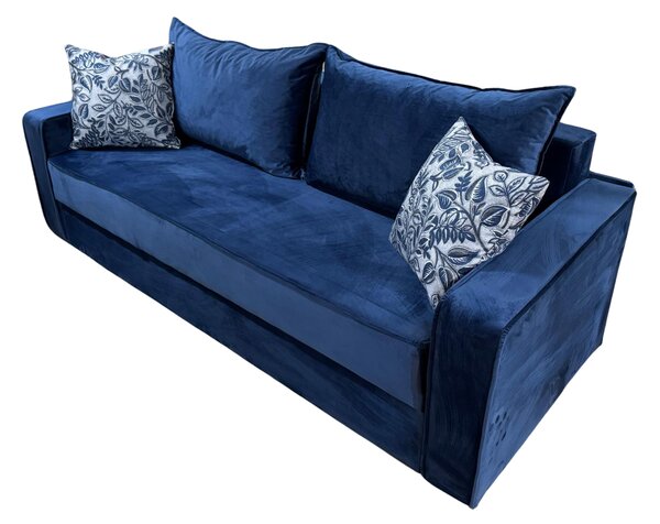 Canapea LARISA extensibila, 3 locuri, lada de depozitare, catifea bleumarin, 220x95x85 Bleumarin, Catifea