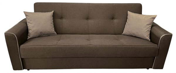 Canapea VERA extensibila, 3 locuri, lada de depozitare, stofa maro + crem, 225x90x90 Maro + Crem, Stofa