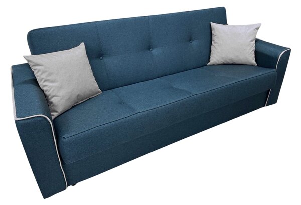 Canapea VERA extensibila, 3 locuri, lada de depozitare, stofa bleumarin + gri, 225x90x90 Bleumarin + Gri, Stofa