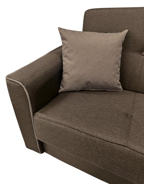 Canapea VERA extensibila, 3 locuri, lada de depozitare, stofa maro + crem, 225x90x90 Maro + Crem, Stofa
