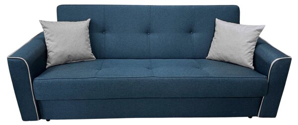 Canapea VERA extensibila, 3 locuri, lada de depozitare, stofa bleumarin + gri, 225x90x90 Bleumarin + Gri, Stofa