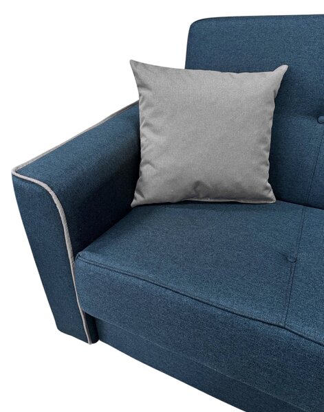 Canapea VERA extensibila, 3 locuri, lada de depozitare, stofa bleumarin + gri, 225x90x90 Bleumarin + Gri, Stofa