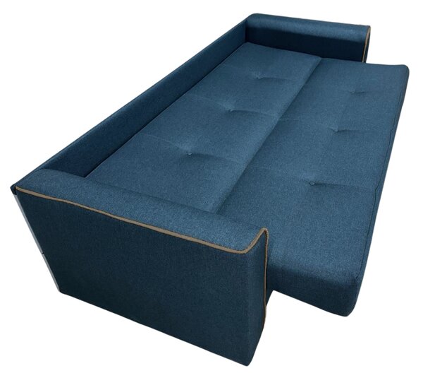 Canapea VERA extensibila, 3 locuri, lada de depozitare, stofa bleumarin + maro, 225x90x90 Bleumarin + Maro, Stofa
