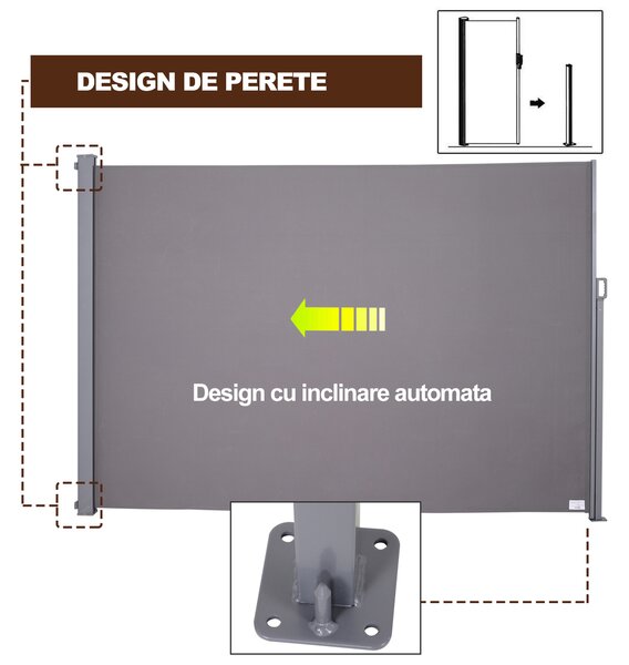 Copertina de Soare Laterala Outsunny, Tip Rulou (3x1.6m), Aluminiu si Poliester | Aosom Romania