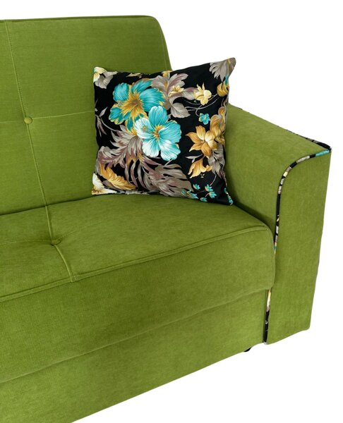Canapea VERA extensibila, 3 locuri, lada de depozitare, stofa verde masliniu, 225x90x90 Verde masliniu, Stofa