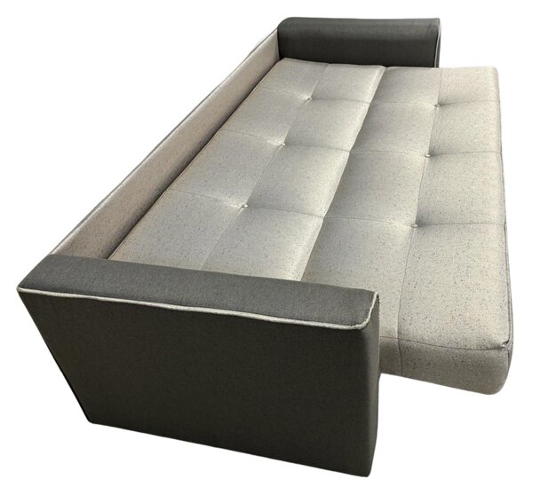 Canapea VERA extensibila, 3 locuri, lada de depozitare, stofa maro + bej, 225x90x90 Maro + Bej, Stofa