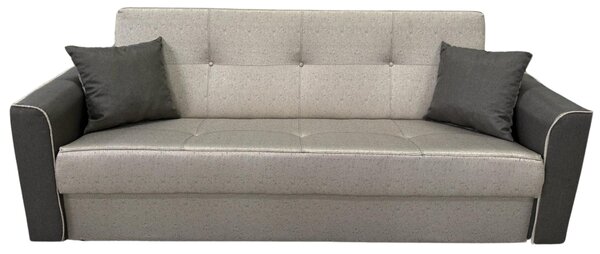 Canapea VERA extensibila, 3 locuri, lada de depozitare, stofa maro + bej, 225x90x90 Maro + Bej, Stofa