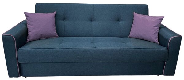 Canapea VERA extensibila, 3 locuri, lada de depozitare, stofa bleumarin + mov, 225x90x90 Bleumarin + Mov, Stofa
