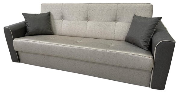 Canapea VERA extensibila, 3 locuri, lada de depozitare, stofa maro + bej, 225x90x90 Maro + Bej, Stofa