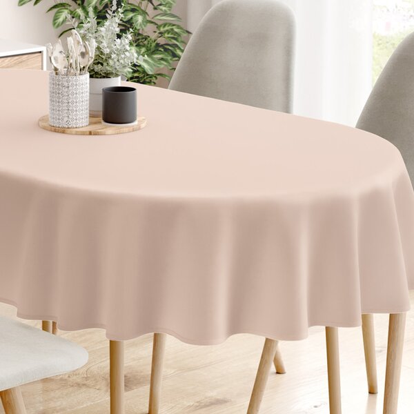 Goldea față de masă decorativă rongo deluxe - bej cu luciu satinat - ovală 140 x 240 cm