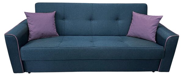 Canapea VERA extensibila, 3 locuri, lada de depozitare, stofa bleumarin + mov, 225x90x90 Bleumarin + Mov, Stofa