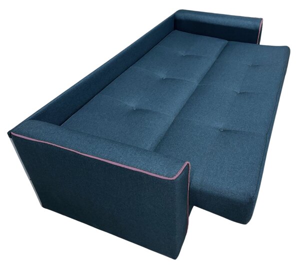 Canapea VERA extensibila, 3 locuri, lada de depozitare, stofa bleumarin + mov, 225x90x90 Bleumarin + Mov, Stofa