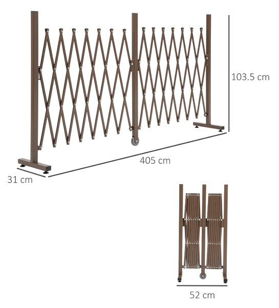 Outsunny Gard Extensibil Autoportant, Grilaj Flexibil din Oțel și Aluminiu, Pliabil, 52-405 cm, Maro Închis | Aosom Romania