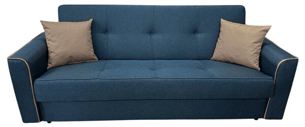 Canapea VERA extensibila, 3 locuri, lada de depozitare, stofa bleumarin + crem, 225x90x90 Bleumarin + Crem, Stofa