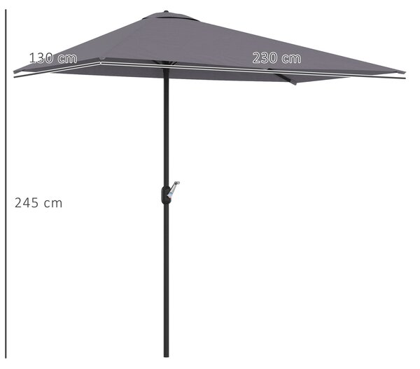 Outsunny Copertină de Perete Semicirculară Gri, cu Manivelă, Design Spațiu-Eficient pentru Terasă și Grădină, Φ270x245cm | Aosom Romania