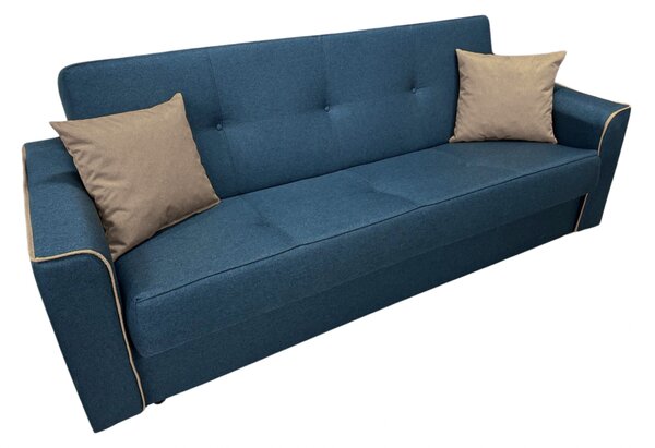Canapea VERA extensibila, 3 locuri, lada de depozitare, stofa bleumarin + crem, 225x90x90 Bleumarin + Crem, Stofa