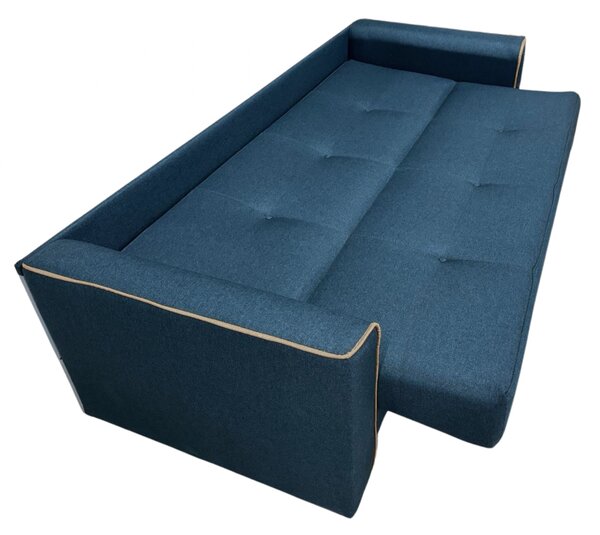 Canapea VERA extensibila, 3 locuri, lada de depozitare, stofa bleumarin + crem, 225x90x90 Bleumarin + Crem, Stofa