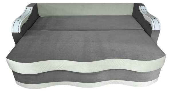 Canapea DIANA extensibila, 3 locuri, cu lada de depozitare, catifea crem cu gri , 220x100x80 Gri + Crem, Catifea