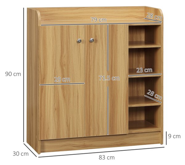 HOMCOM Dulap de pantofi din lemn pentru 12 perechi de pantofi cu 4 rafturi deschise, 83x30x90 cm | Aosom Romania